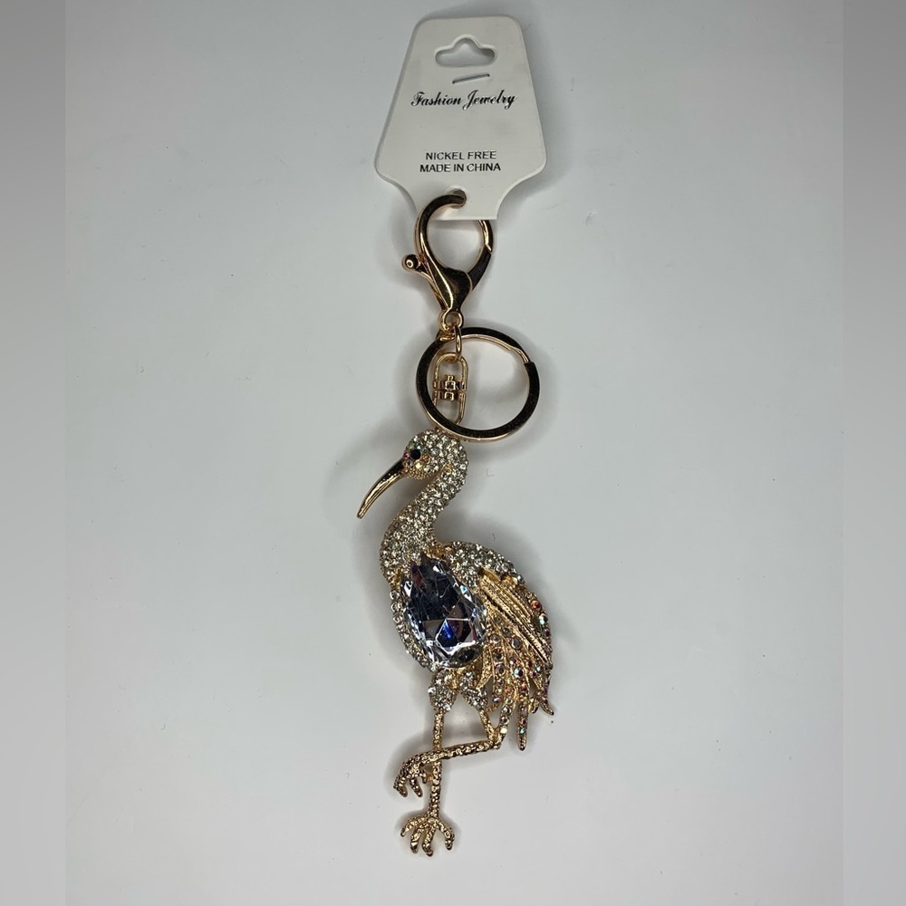 Gold flamingo keychain